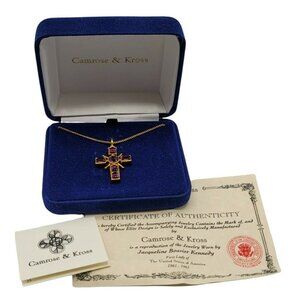 Camrose Kross JBK Purple Rhinestone Reversible Cross Crucifix COA Box Filigree
